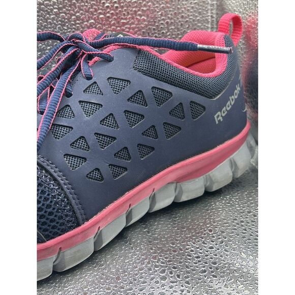 Reebok Sublite Alloy Toe Work Shoes Men's 11 Women's 12 Navy With Pink Trim - Picture 7 of 16
